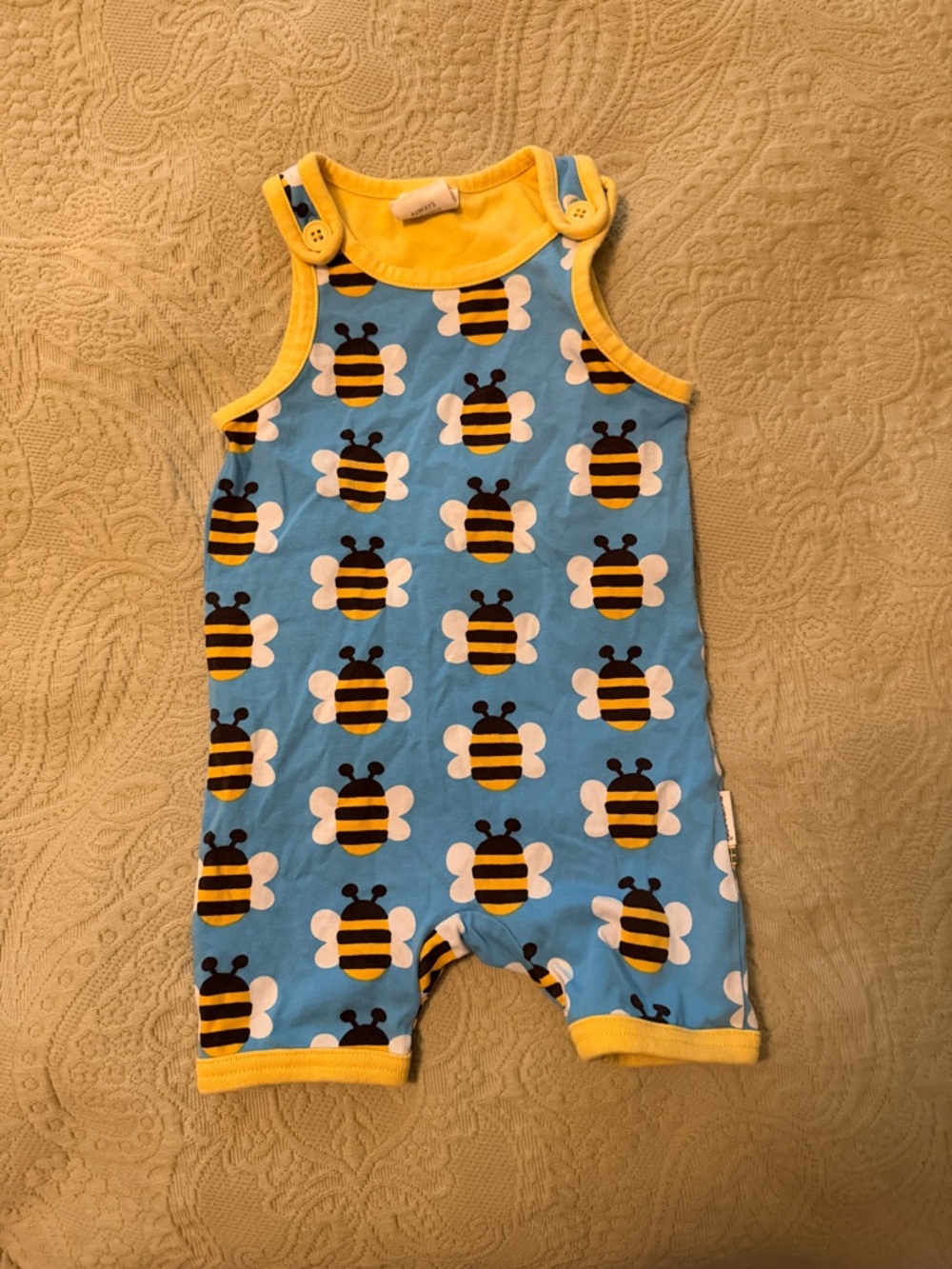 Blue & Yellow Bee Print Baby Romper